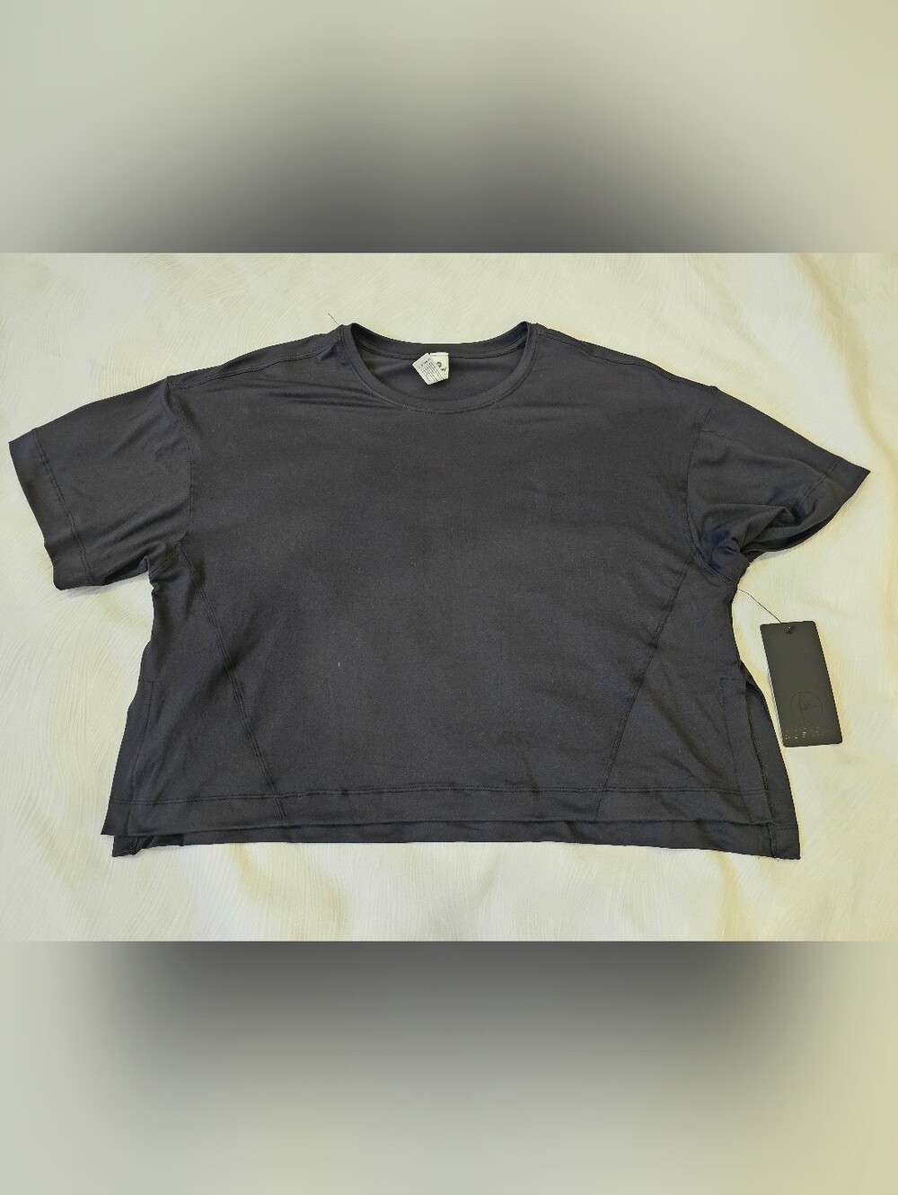 90 Degree by Reflex Women's Black Crop Stretch Performance Top Large